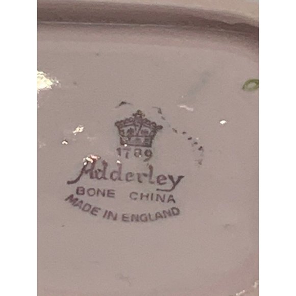 Adderley Bone China Trinket Dish 4" Pink Green Floral Design Made in England - Picture 4 of 4